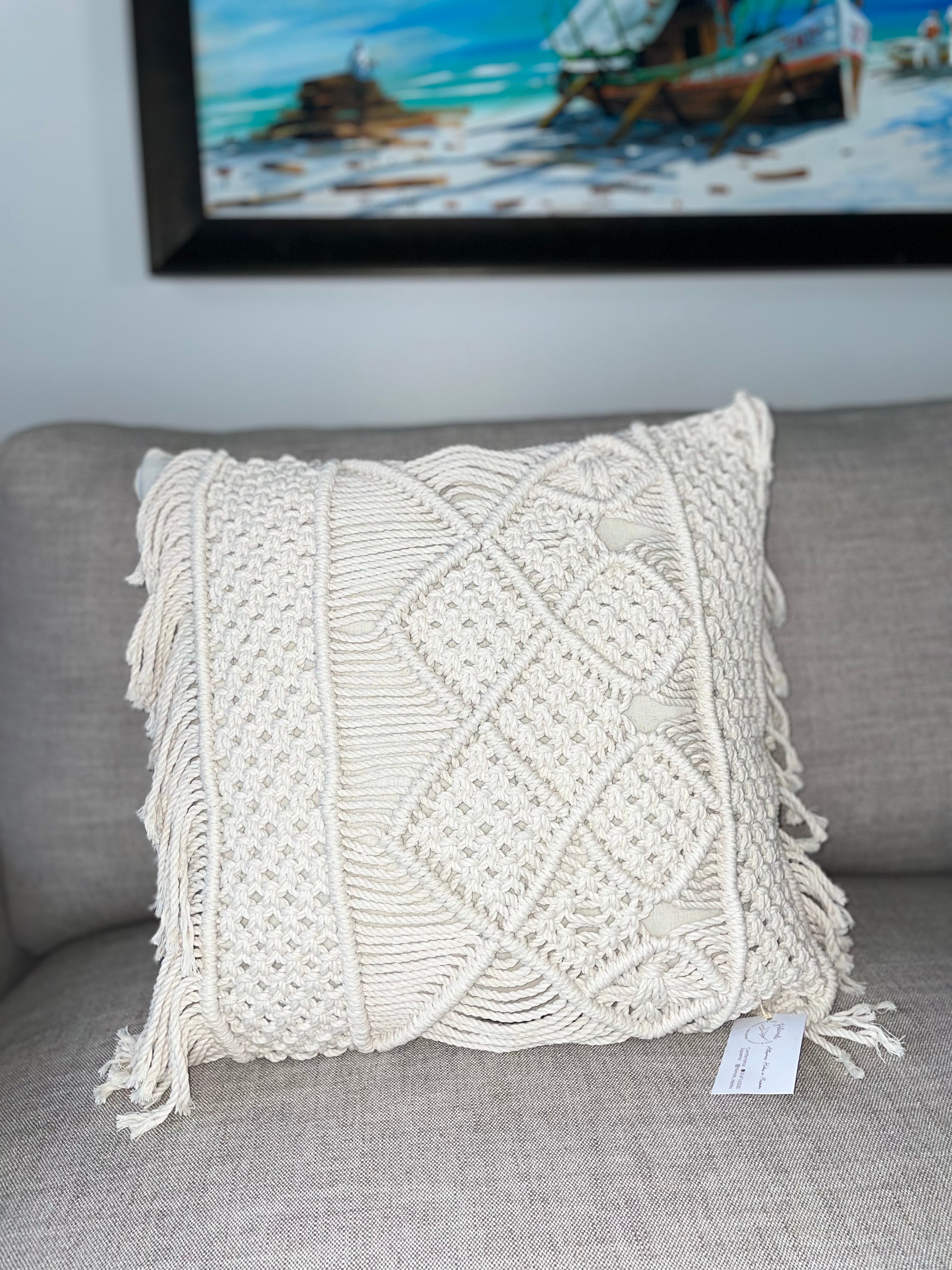 boho home decor, macrame cushion, handmade cushion