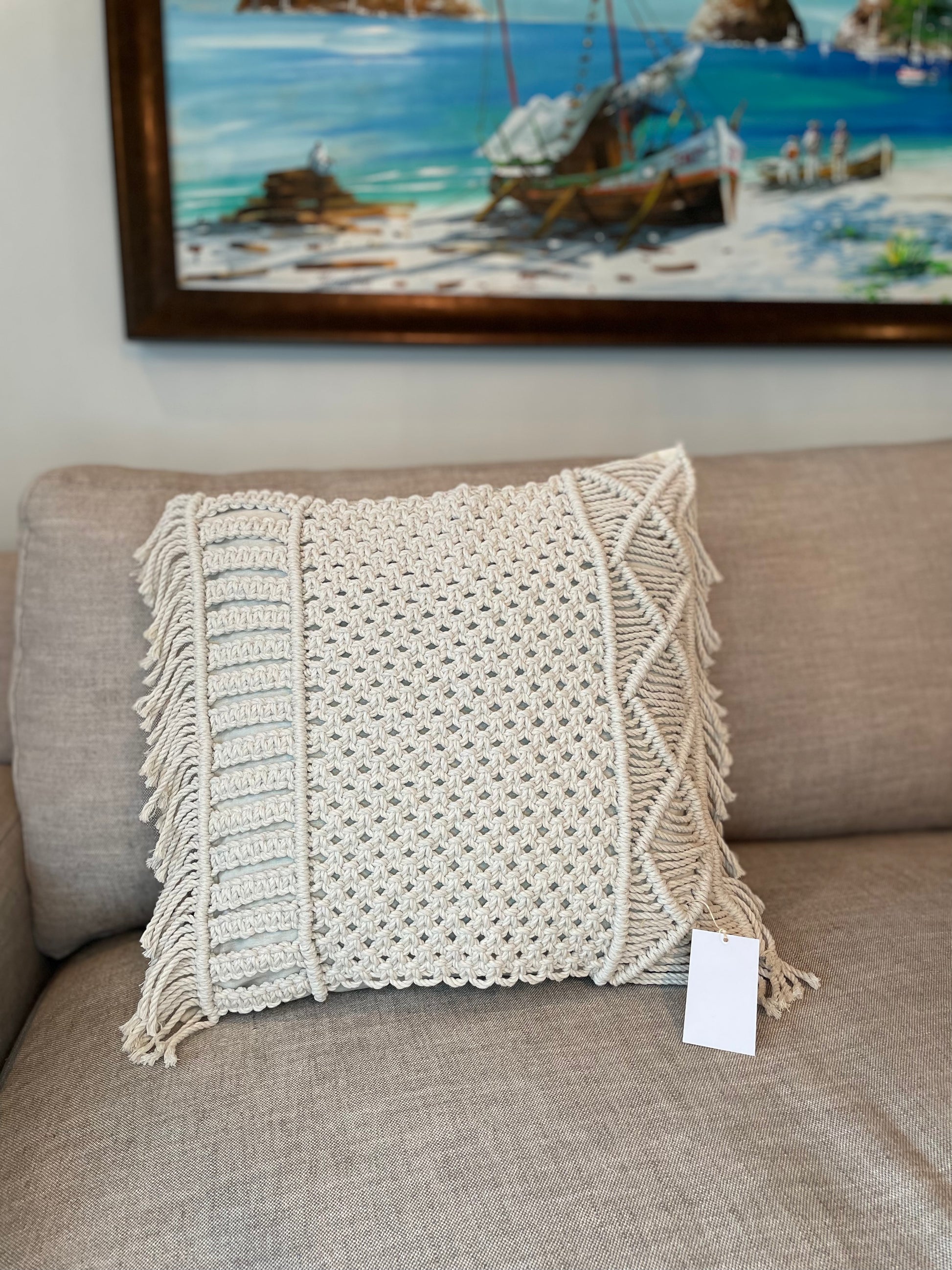 boho home decor, macrame cushion, handmade cushion