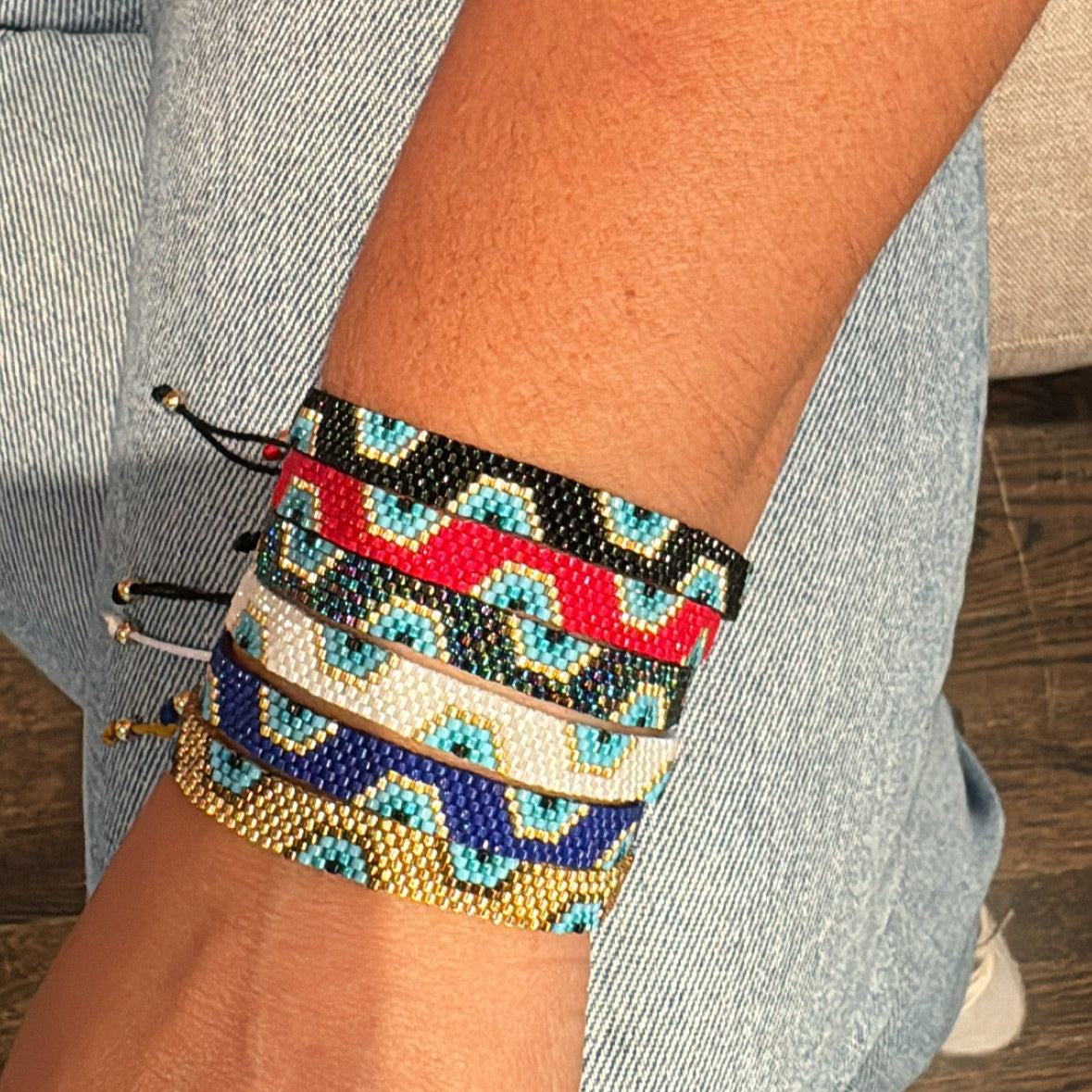 evil eye bracelet, handmade bracelet, miyuki bracelet, adjustable bracelet