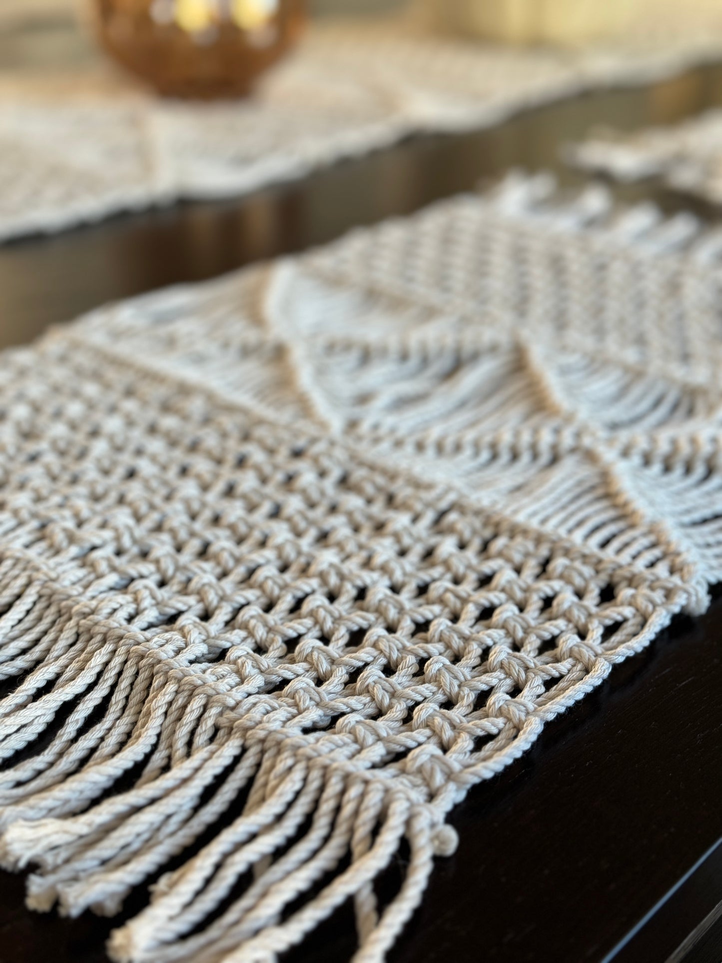 macrame table set, table decor, unique pattern, handmade, hand woven table set