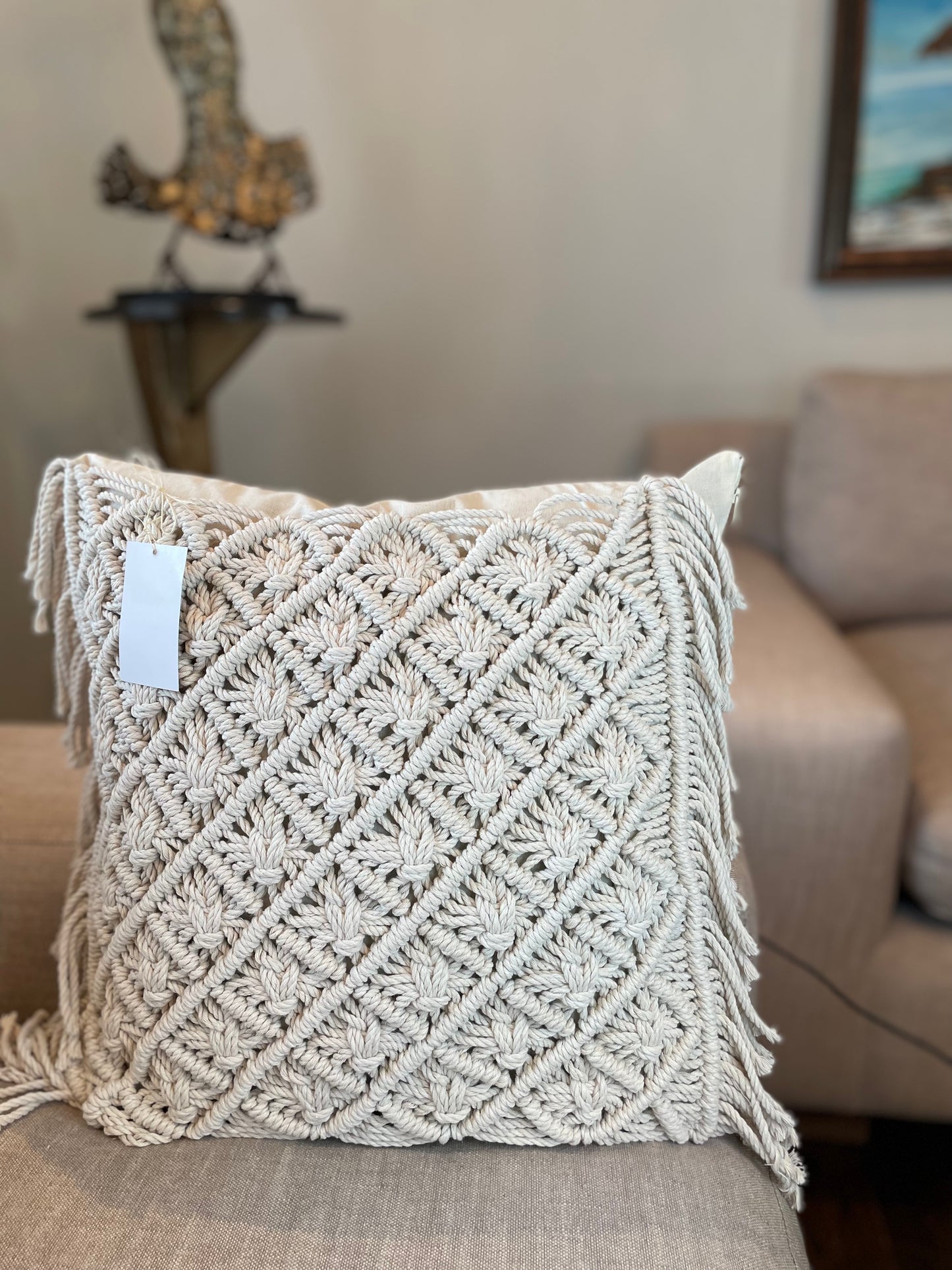 boho home decor, macrame cushion, handmade cushion