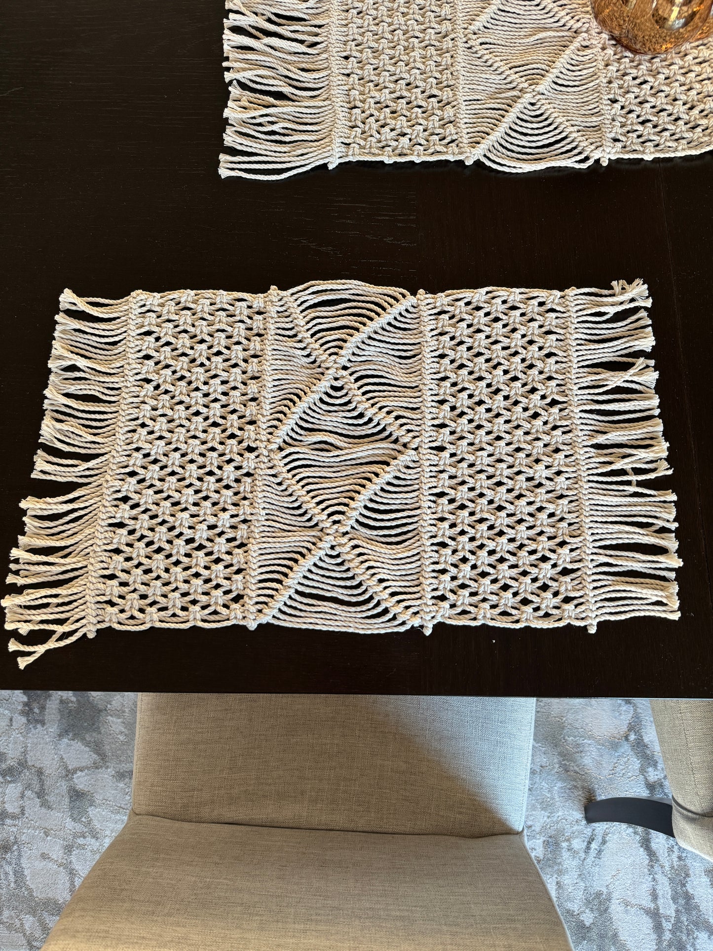 macrame table set, table decor, unique pattern, handmade, hand woven table set