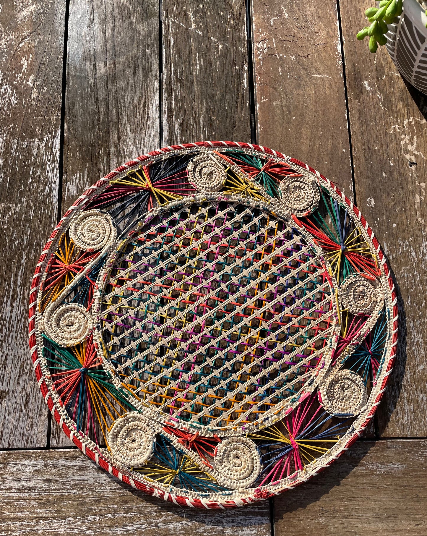 Set de table rond tissé multicolore lot de 6