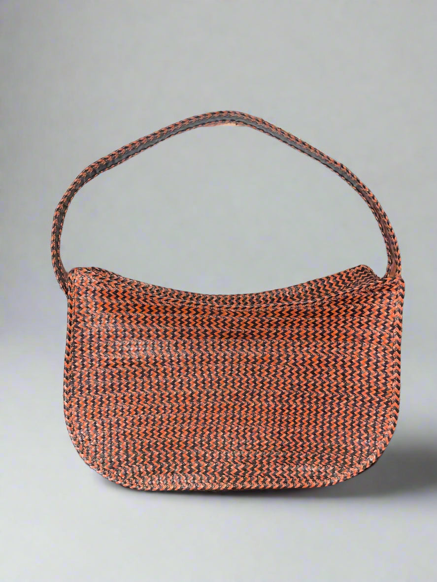 handbag, fique, wicker handbag, chocolate colour handbag, casual handbag, short strap handbag