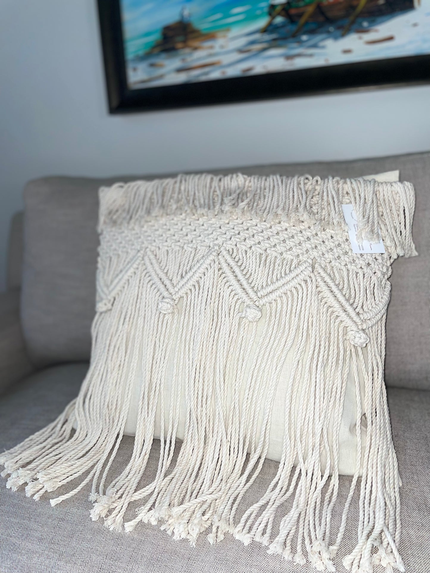 boho home decor, macrame cushion, handmade cushion