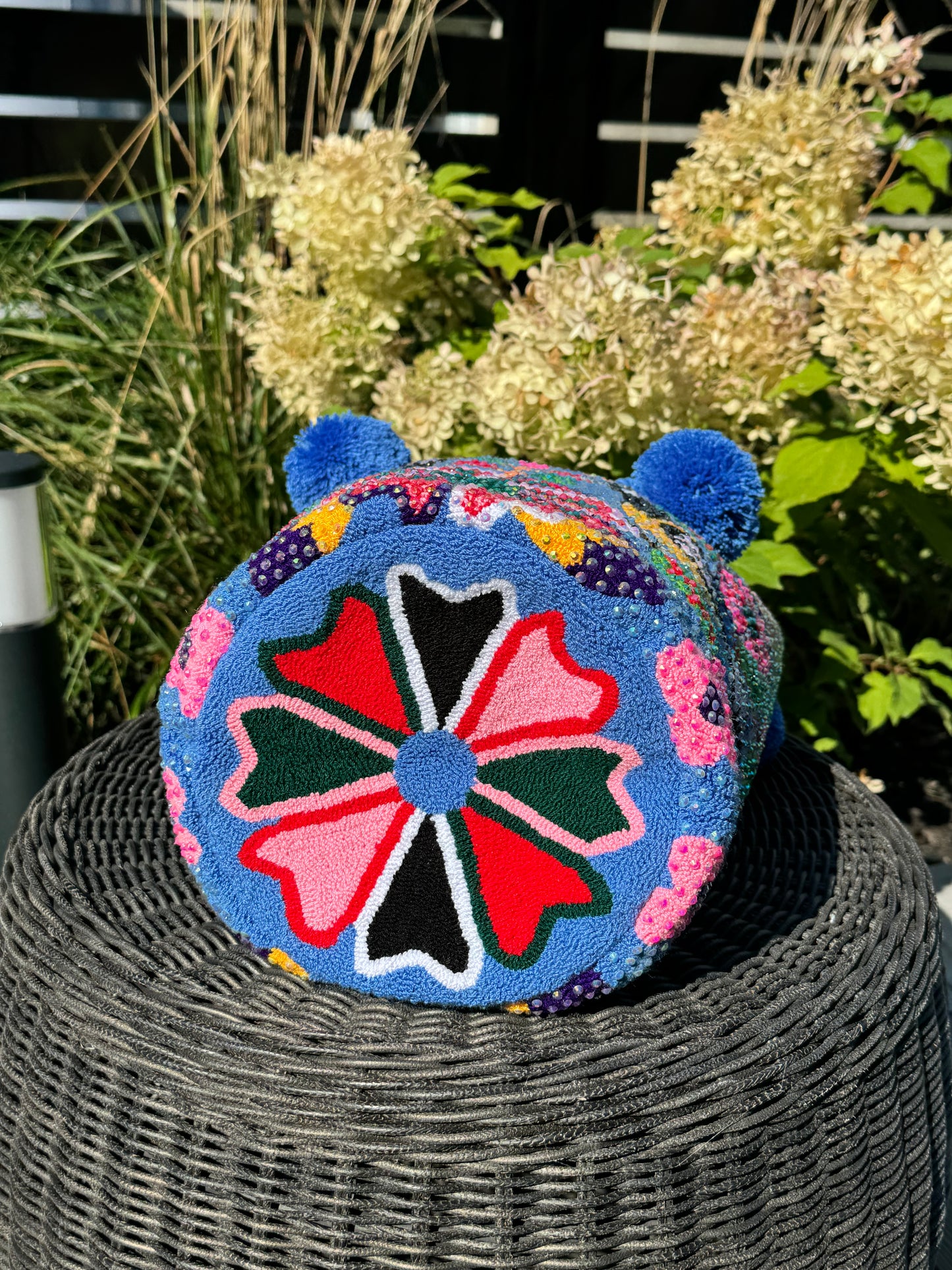 original mochila wayuu, handmade bag, hand knitted bag, blue bag, montreal, fashion montreal, bird bag, unique design bag