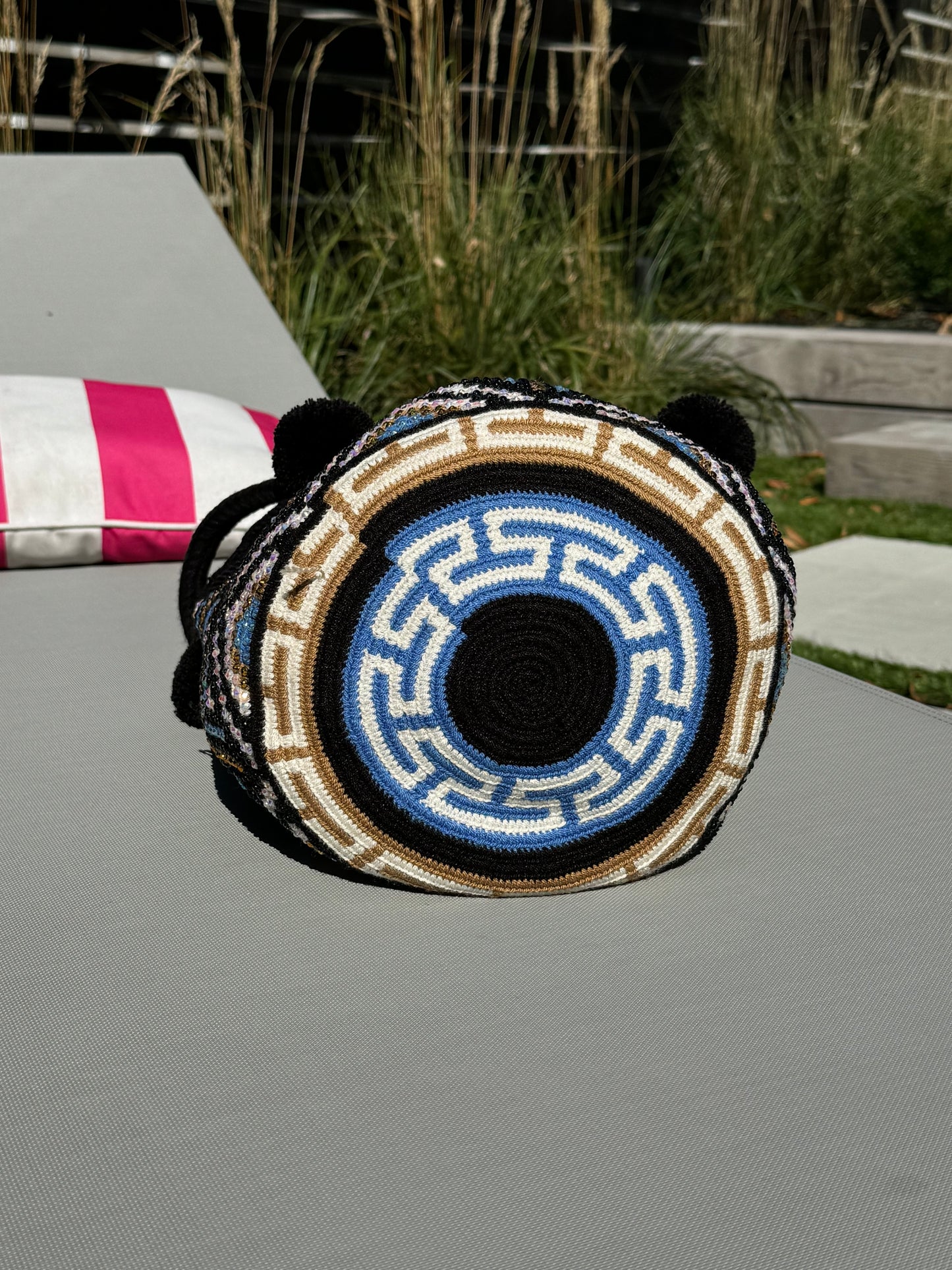 Sac à Main Wayuu doré et bleu