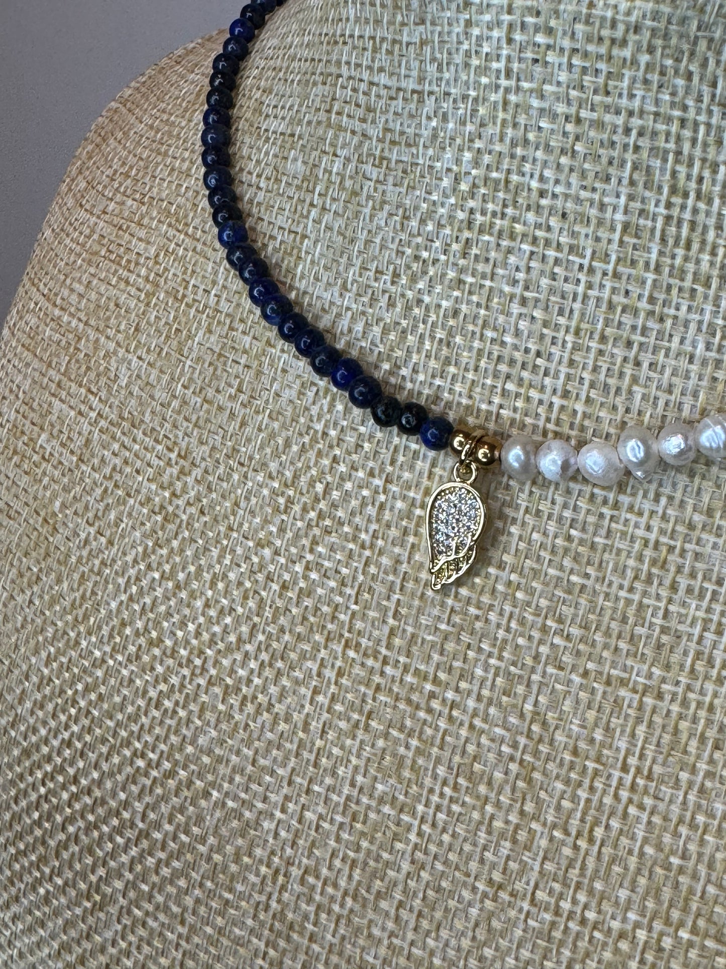 lapis lazuli necklace, freshwater necklace, handmade necklace, zircons, delicate necklace, mothers day gift ideas