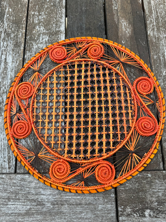 Round Handwoven Placemat Orange Hues Set of 6