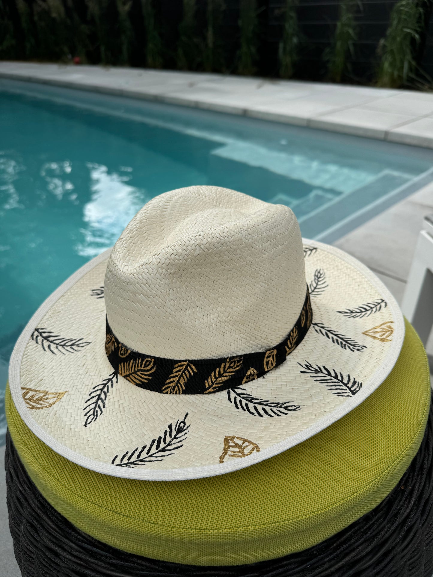 Chapeau panama ramifié peint à la main