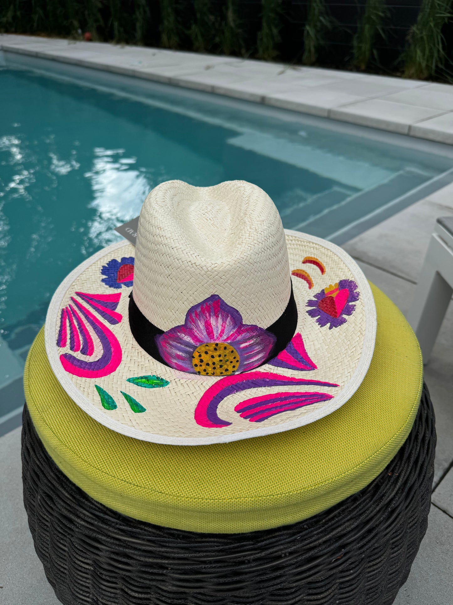 Pink Lover Panama Hand Painted Hat