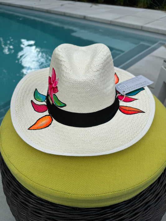 Sugar Flower Panama Hand Painted Hat