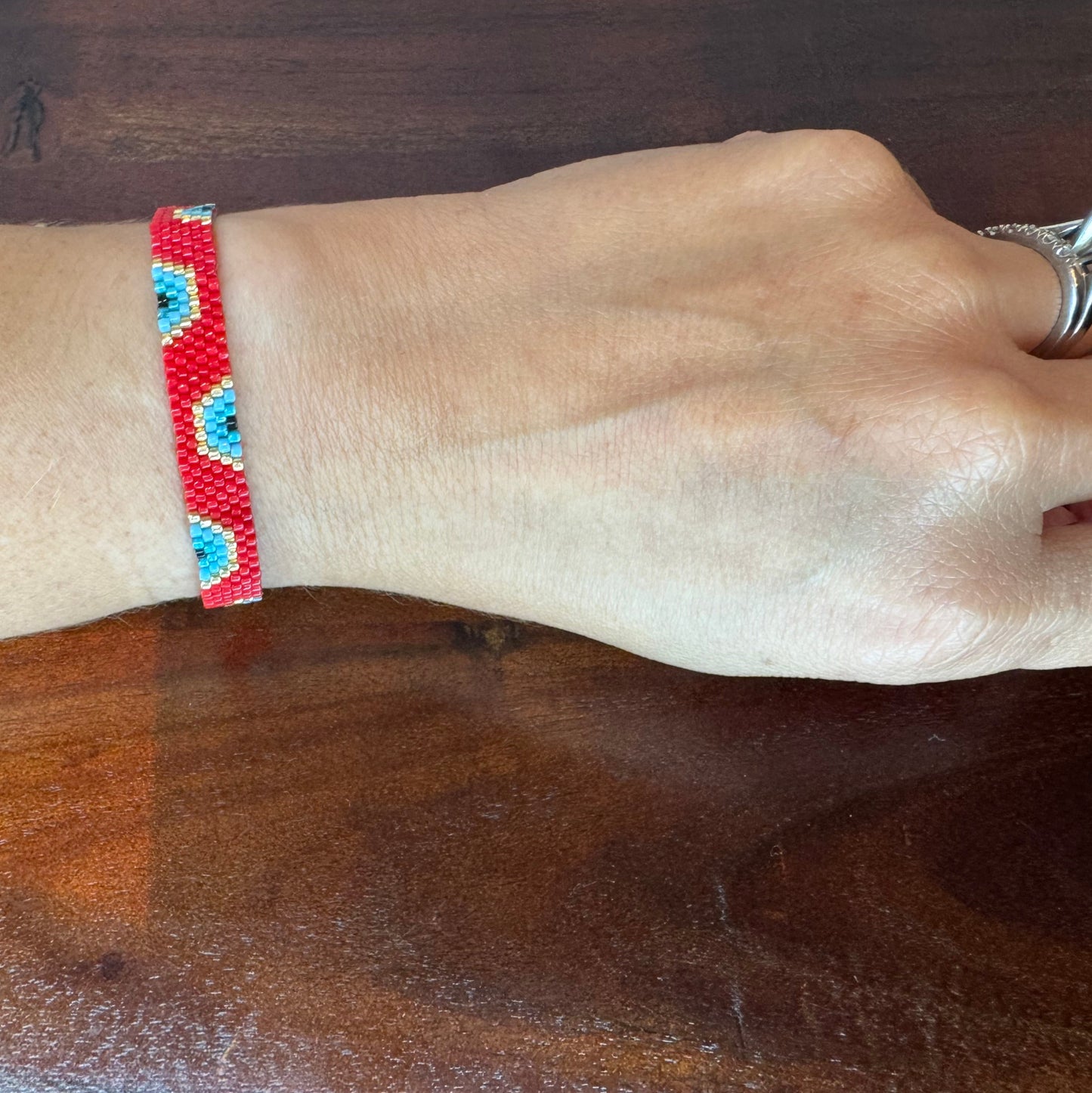 evil eye bracelet, handmade bracelet, miyuki bracelet, adjustable bracelet