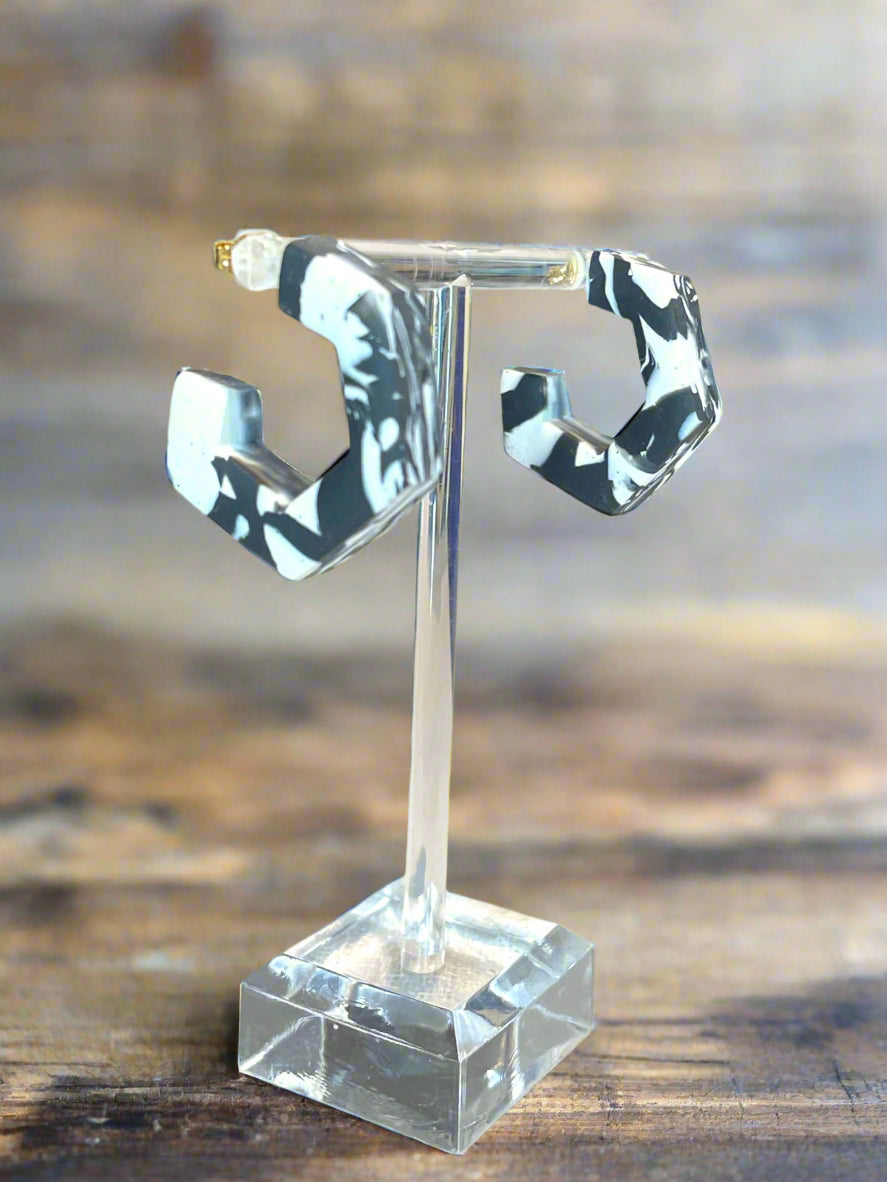 black and white hoop earrings