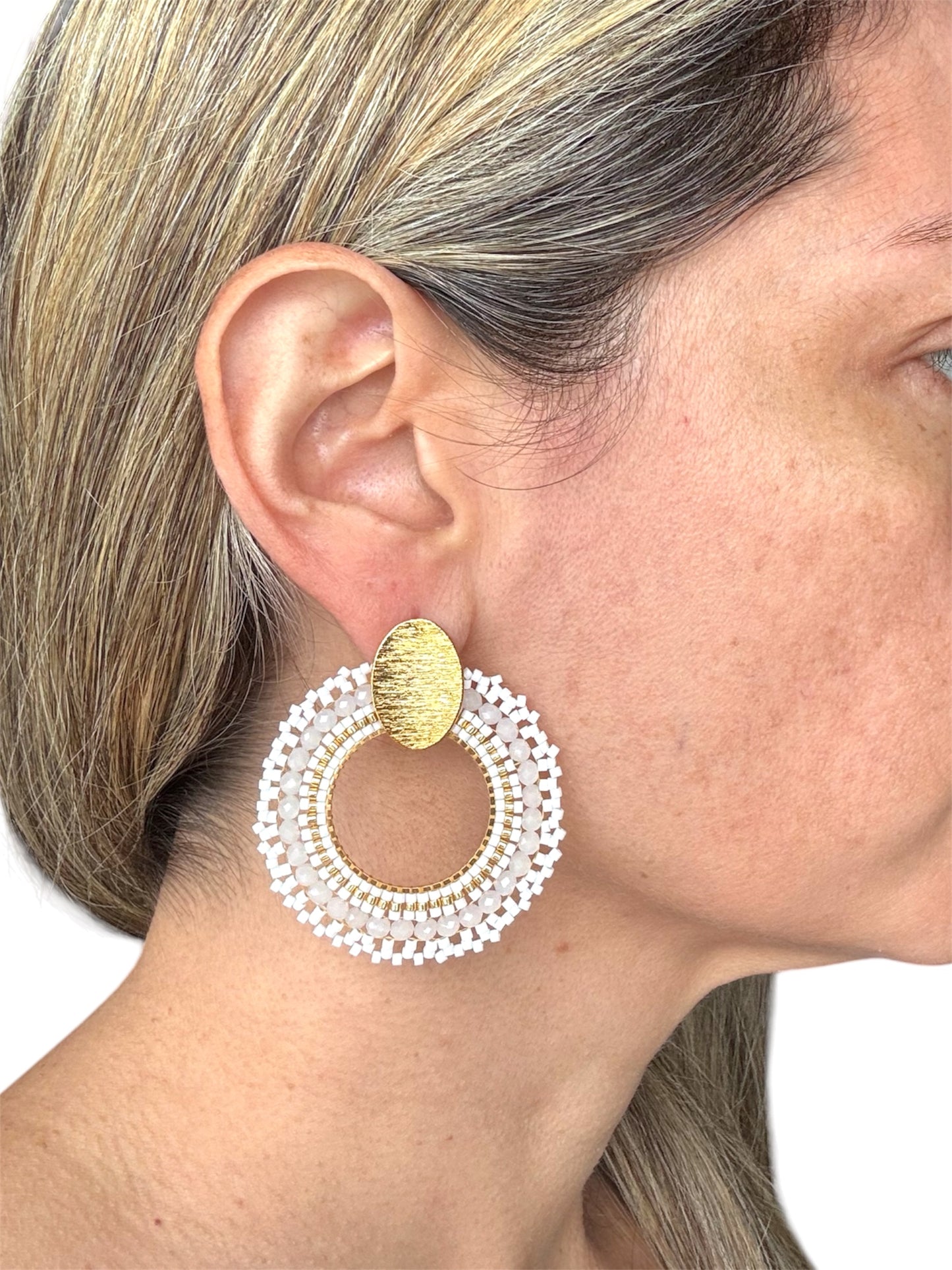 handmade crystal woven earrings, colombian jewelry montreal