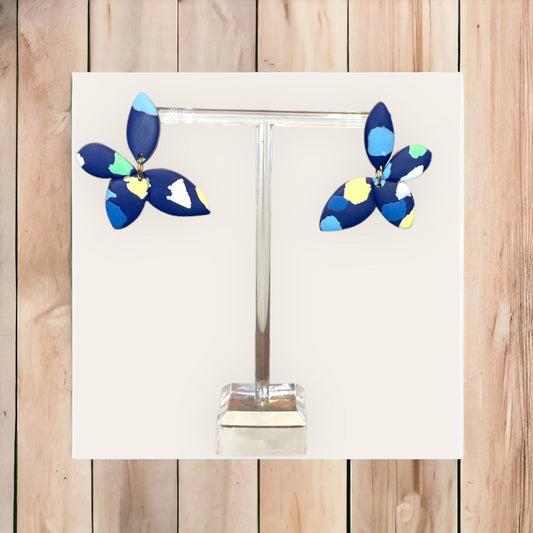 Boucles d’oreilles en argile papillon bleu