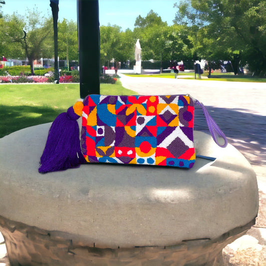 Geometric Multi Colour Clutch