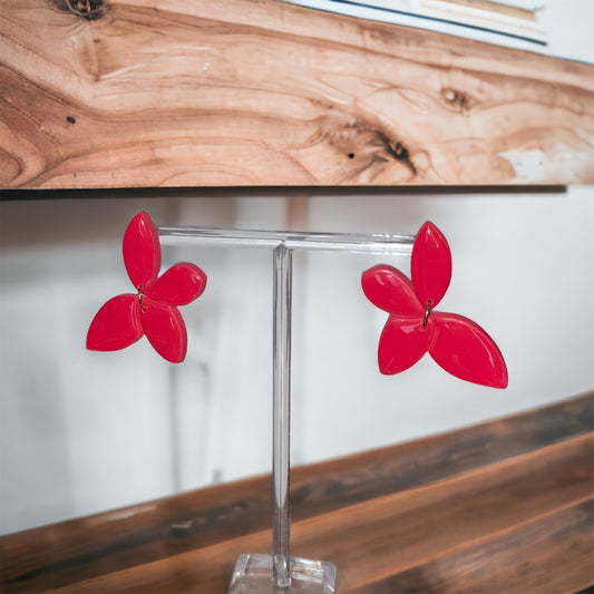 Red Butterfly Clay Earrings