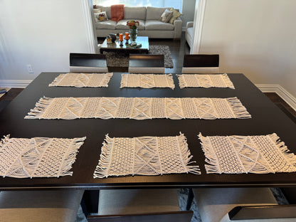 macrame table set, table decor, unique pattern, handmade, hand woven table set