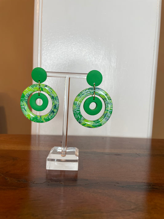 Double loop green Clay earrings