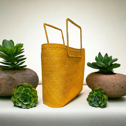 hand-woven in natural fibre, cube bag is light weight, versatile and easy to wear, durable material and spacious Montreal