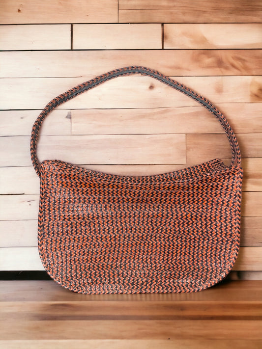 handbag, fique, wicker handbag, chocolate colour handbag, casual handbag, short strap handbag