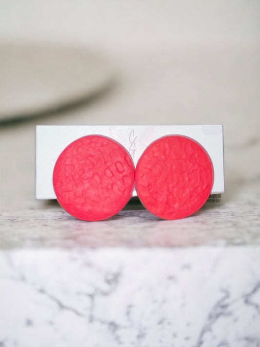 Red Textured Botton Studs