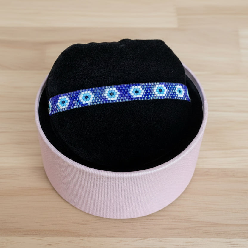 handwoven beaded bracelet, Colombian handwoven evil eye bracelet Montreal