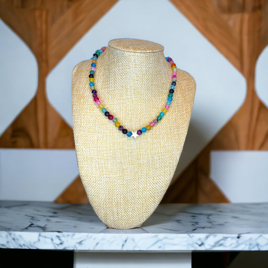 Collier d'agate multicolore