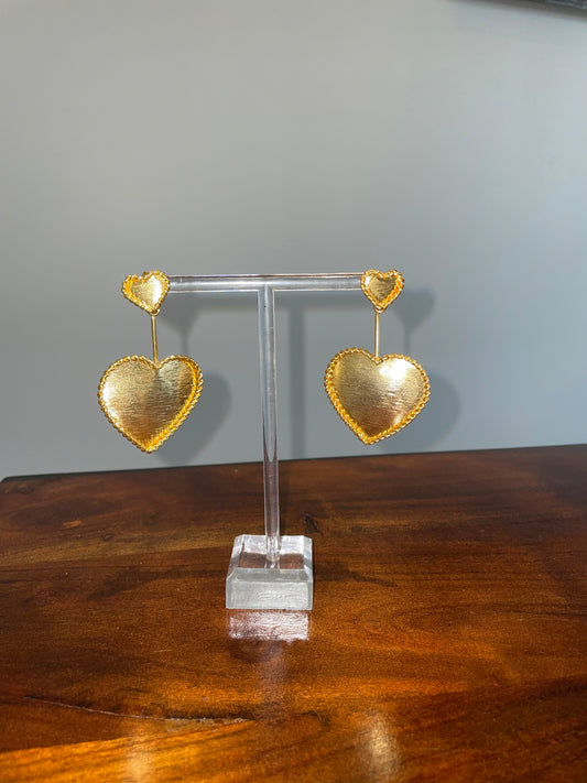 Golden Double Heart Earrings