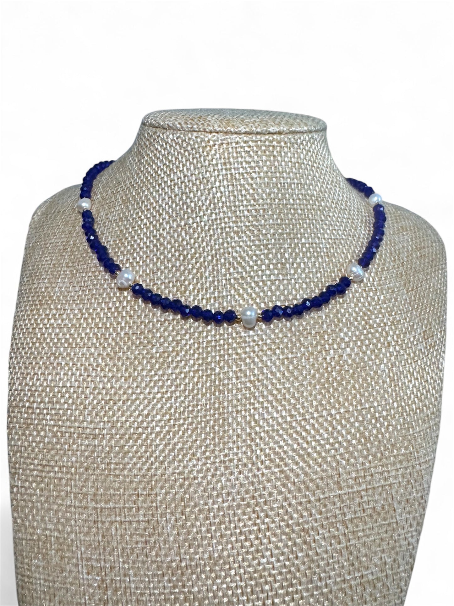 Blue Crystal & Freshwater Pearls Necklace