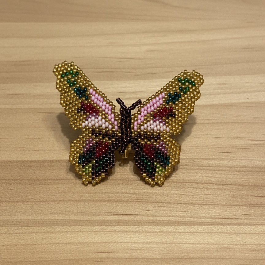 Beaded butterfly brooch