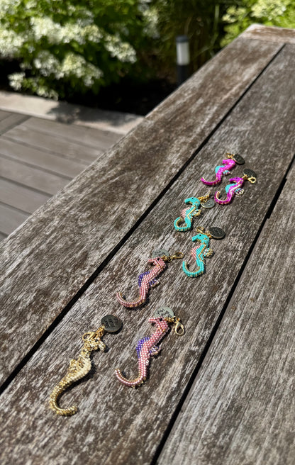 seahorse charm, miyuki charm, handmade jewelry