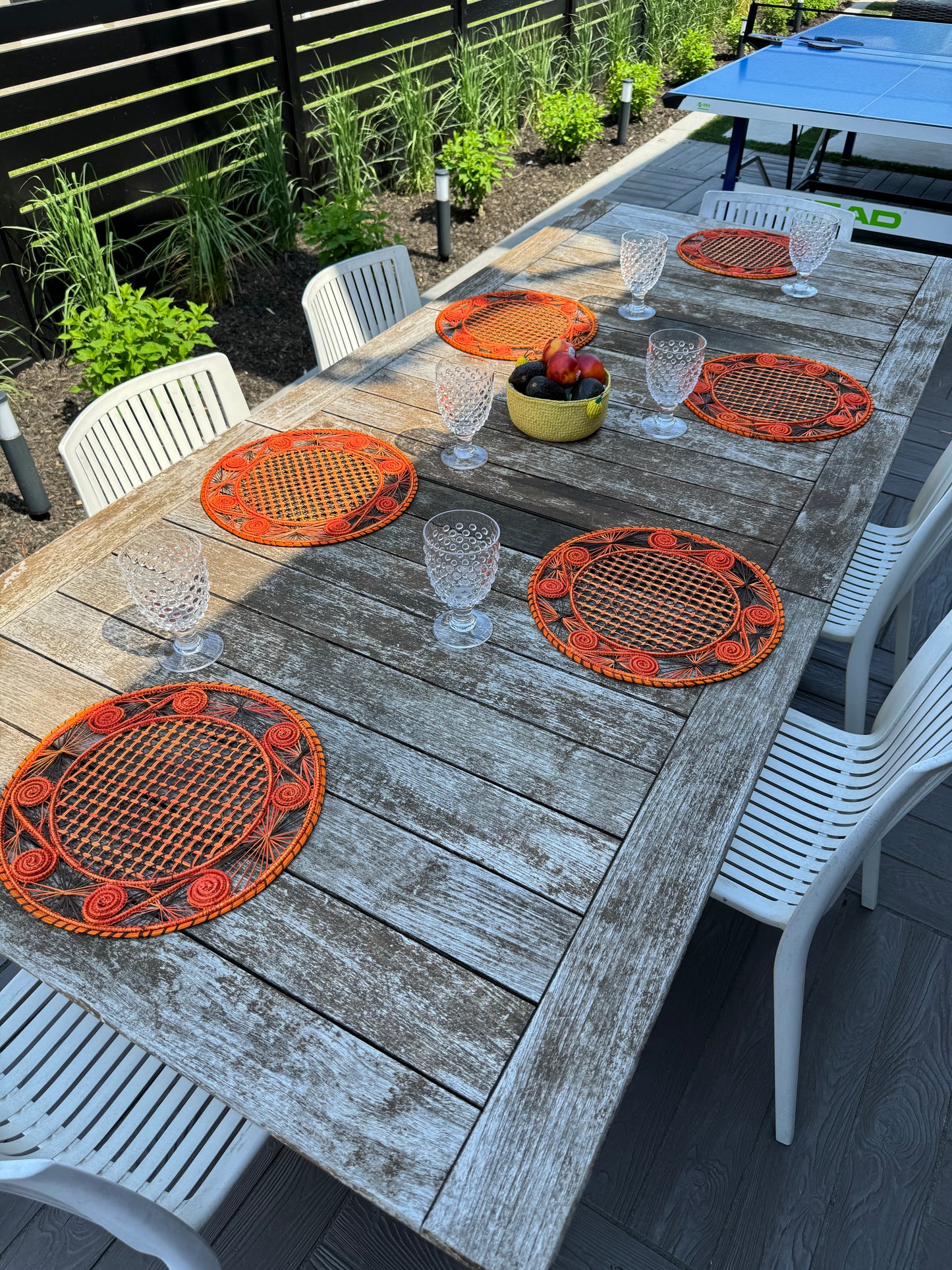 Round Handwoven Placemat Orange Hues Set of 6