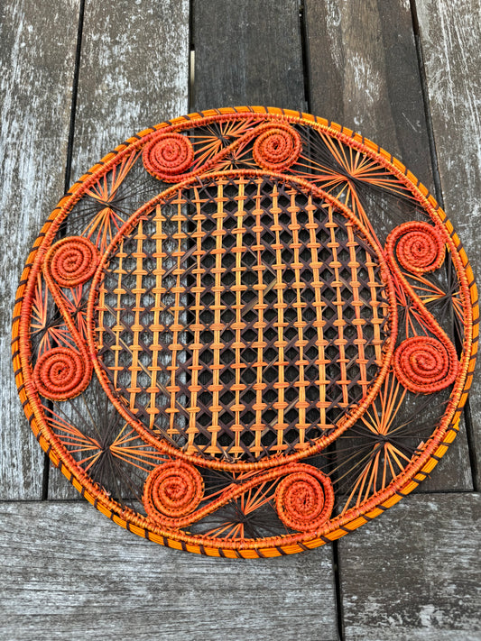 Round Handwoven Placemat Orange Hues Set of 6