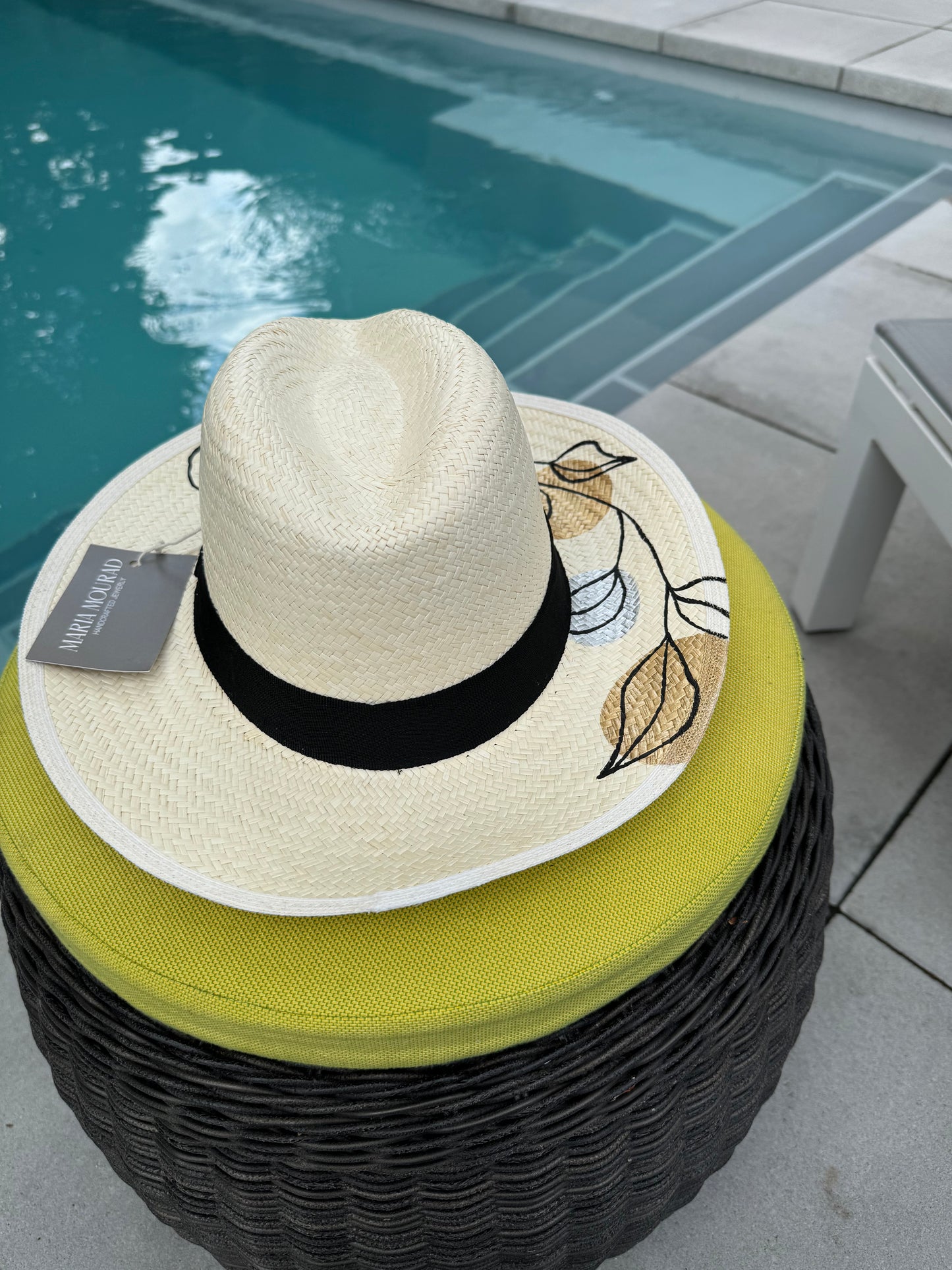 Gold & Silver Panama Hand Painted Hat