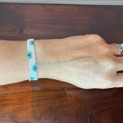 evil eye bracelet, handmade bracelet, miyuki bracelet, adjustable bracelet 