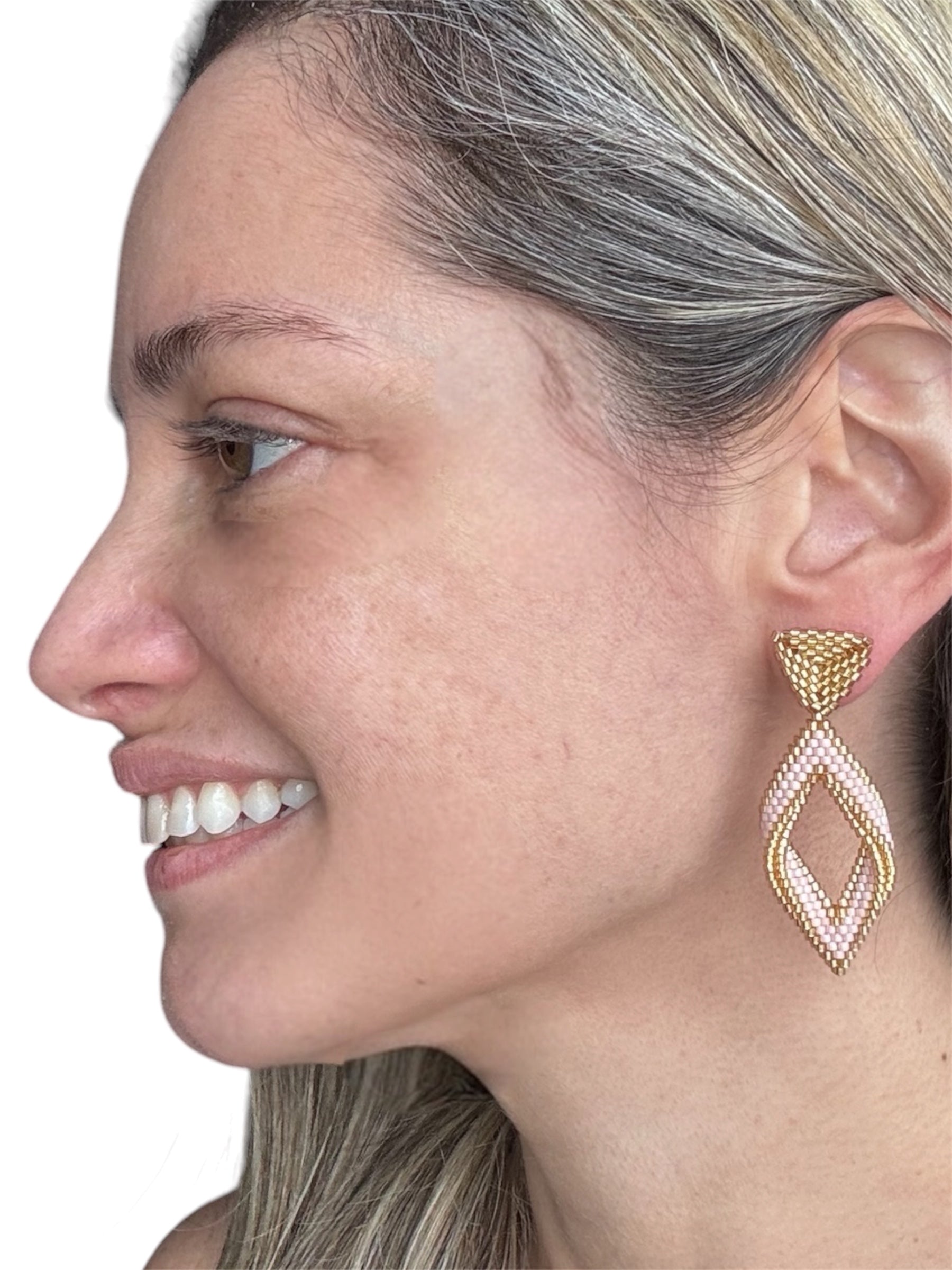 shiny miyuki beads, handmade earrings, lightweight
