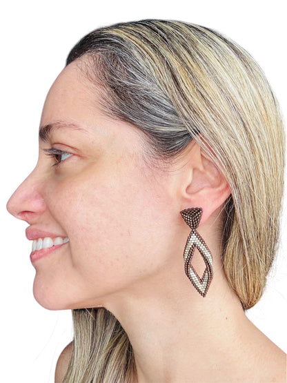 shiny miyuki beads, handmade earrings, lightweight