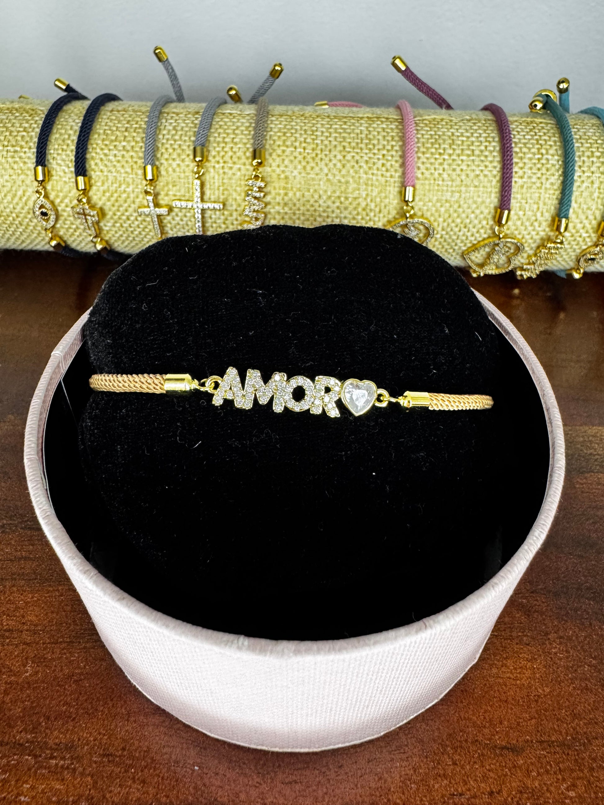 cotton cord bracelet with charm