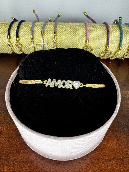 cotton cord bracelet with charm