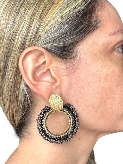 handmade crystal woven earrings, colombian jewelry montreal