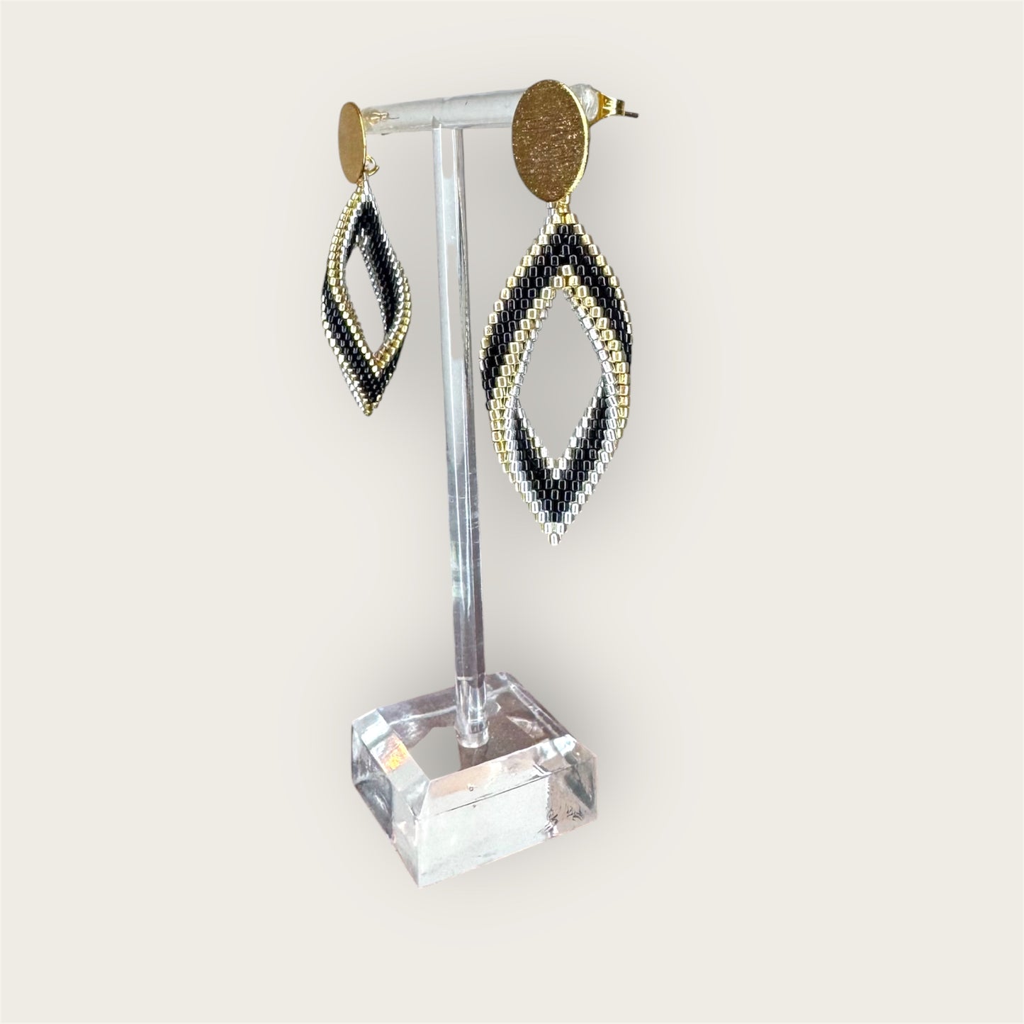 shiny miyuki beads, handmade earrings, lightweight
