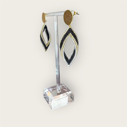 shiny miyuki beads, handmade earrings, lightweight