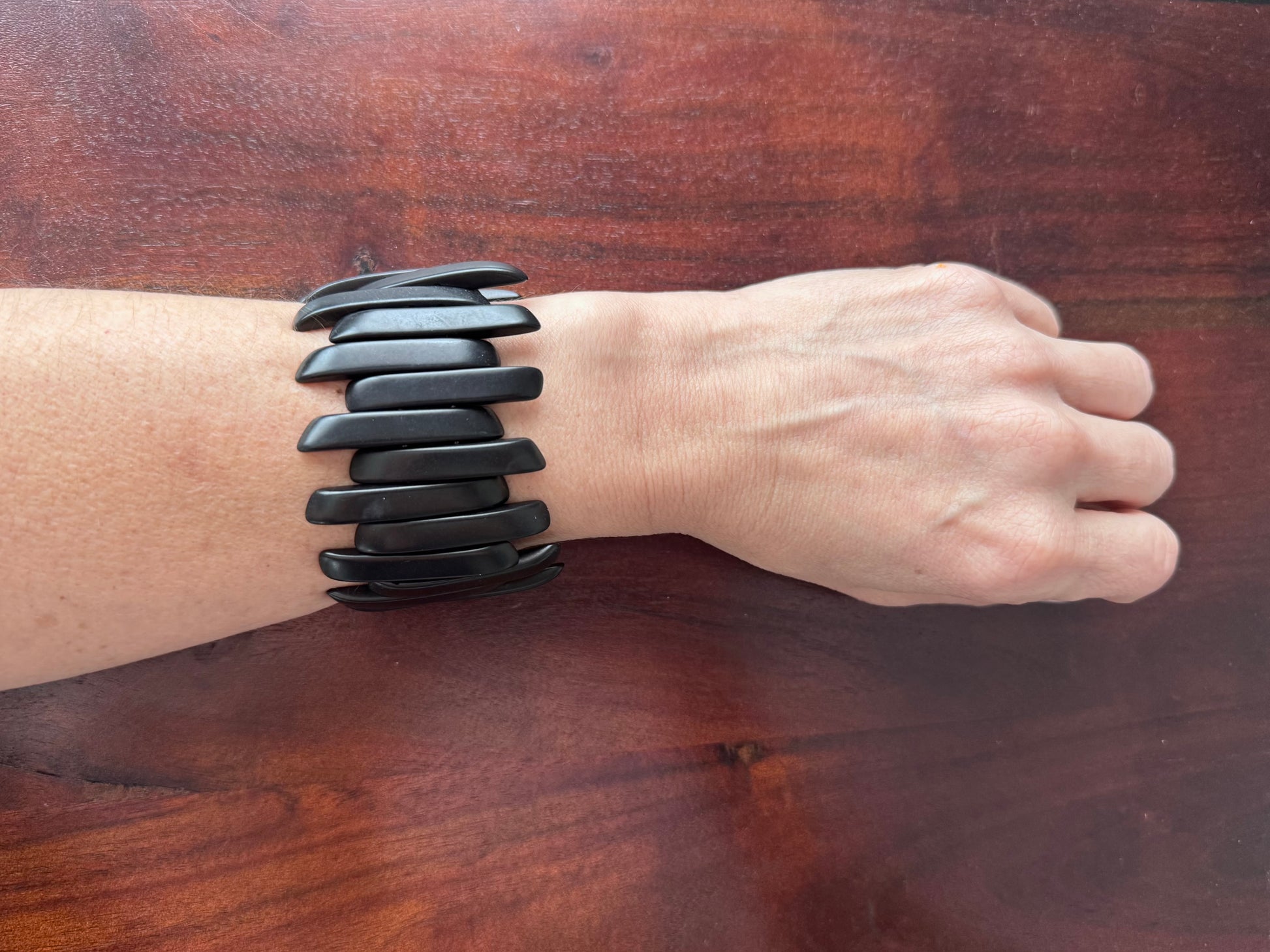 black tagua handmade bracelet, natural material, made in Colombia