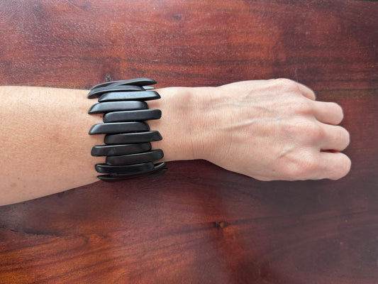 black tagua handmade bracelet, natural material, made in Colombia