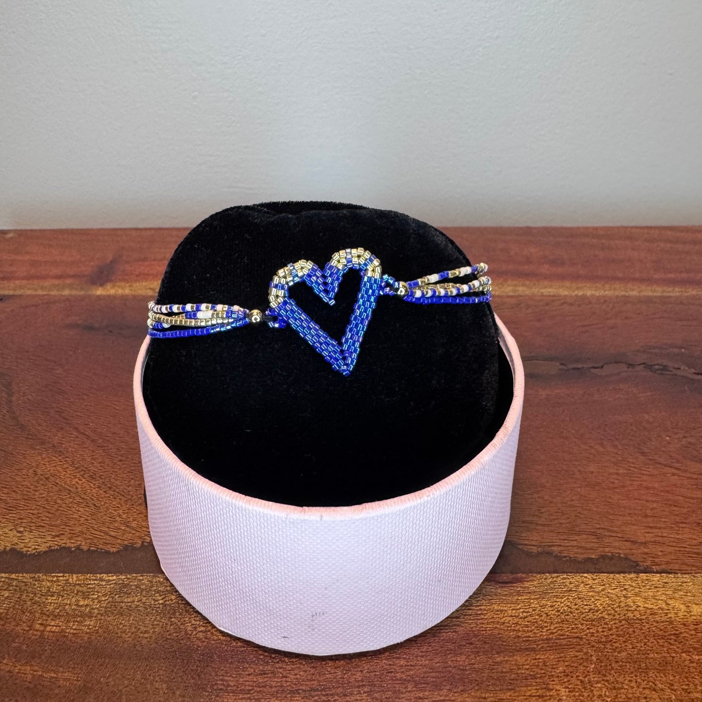 Blue beaded heart bracelet 