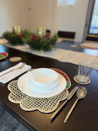 christmas hand woven table set Montreal 