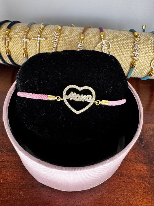 cotton cord bracelet with charm
