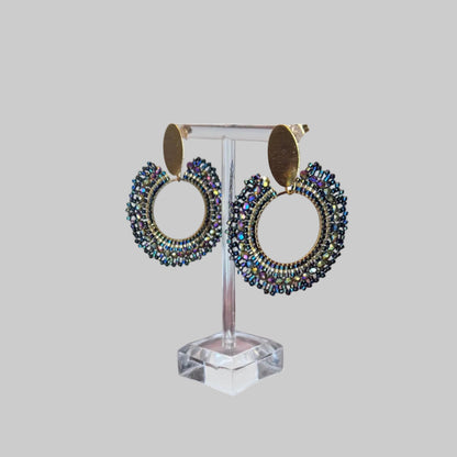 handmade crystal woven earrings, colombian jewelry montreal